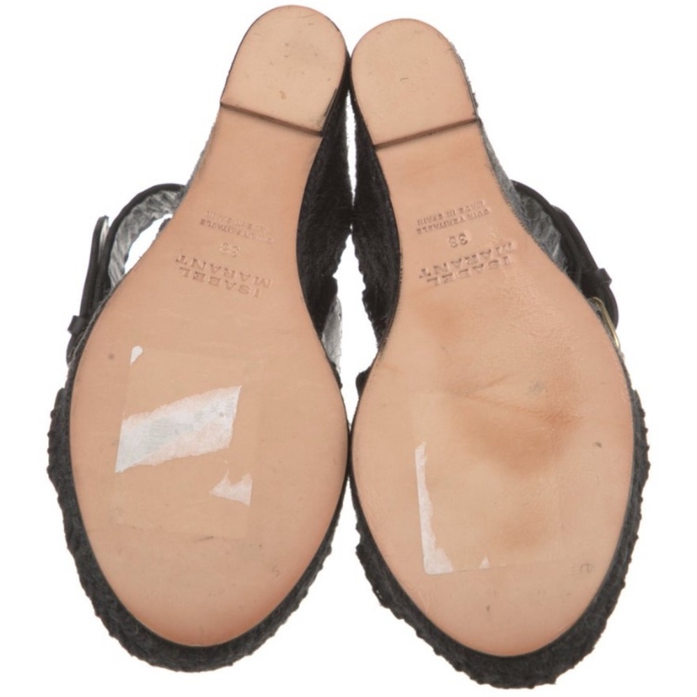 NWT Ladies ISABEL MARANT Black Leather Espadrilles Crossover Straps & Buckles - Picture 5 of 5